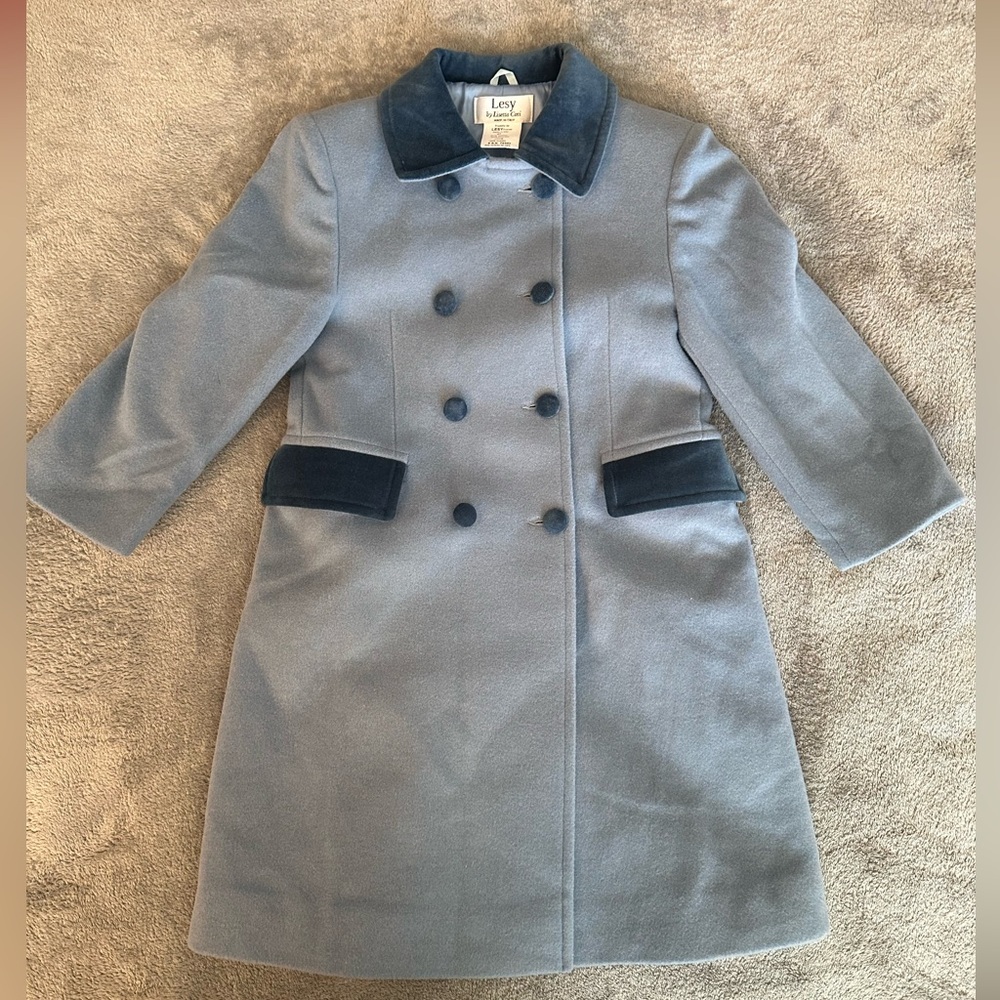 Vintage Lesy By Lisetta Cosi Kids Blue Wool Peacoat Made In Italy Size 4T